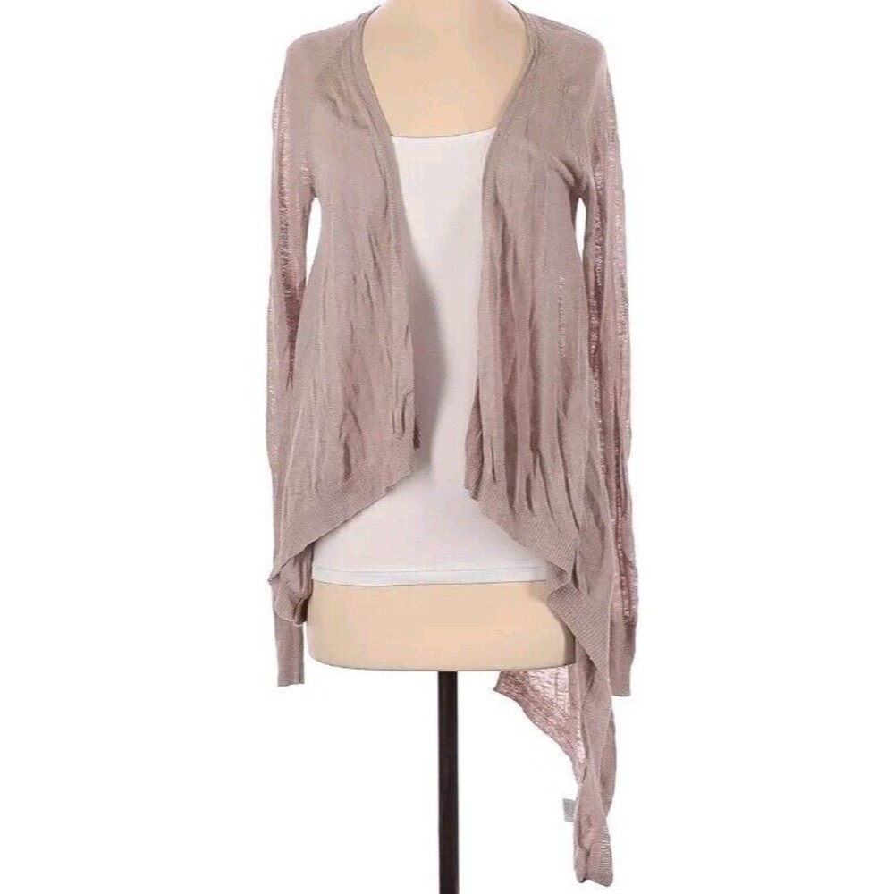 Light Taupe Asymmetrical Open-Front Women's Cardigan